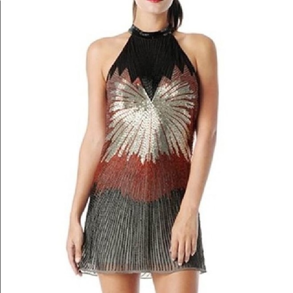 Parker Poinsettia Beaded Dress